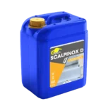 SCALPINOX D limpia, desoxida y restaura el brillo del aluminio anodizado y acero inoxidable. Ideal para preparación antes de pintar o tratar superficies.