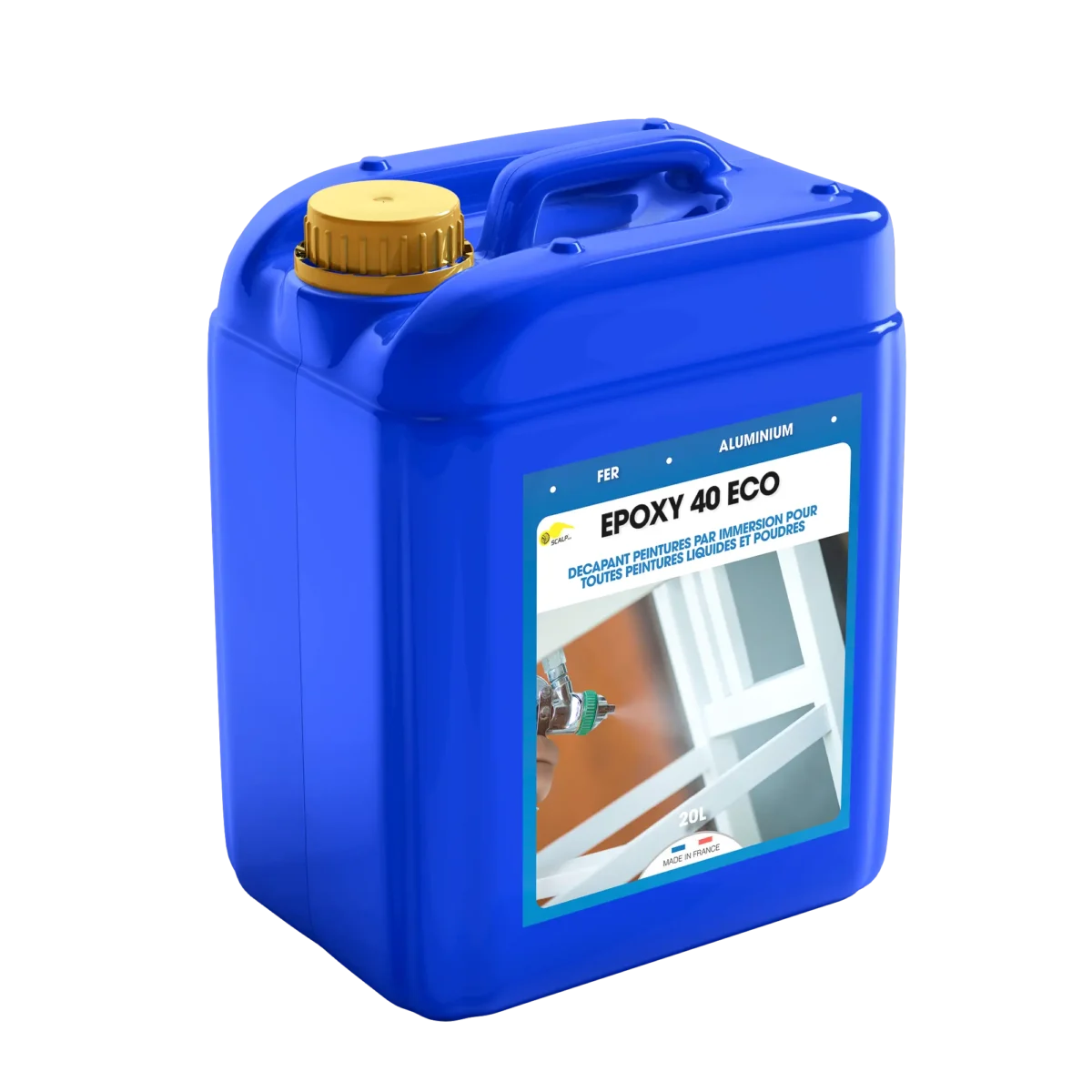 EPOXY 40 ECO es un decapante epoxi por inmersión listo para usar, seguro y no inflamable, ideal para eliminar pinturas líquidas y en polvo de metales.