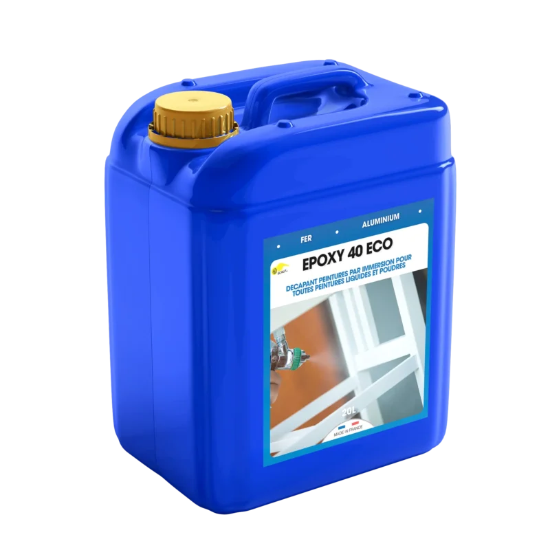 EPOXY 40 ECO es un decapante epoxi por inmersión listo para usar, seguro y no inflamable, ideal para eliminar pinturas líquidas y en polvo de metales.