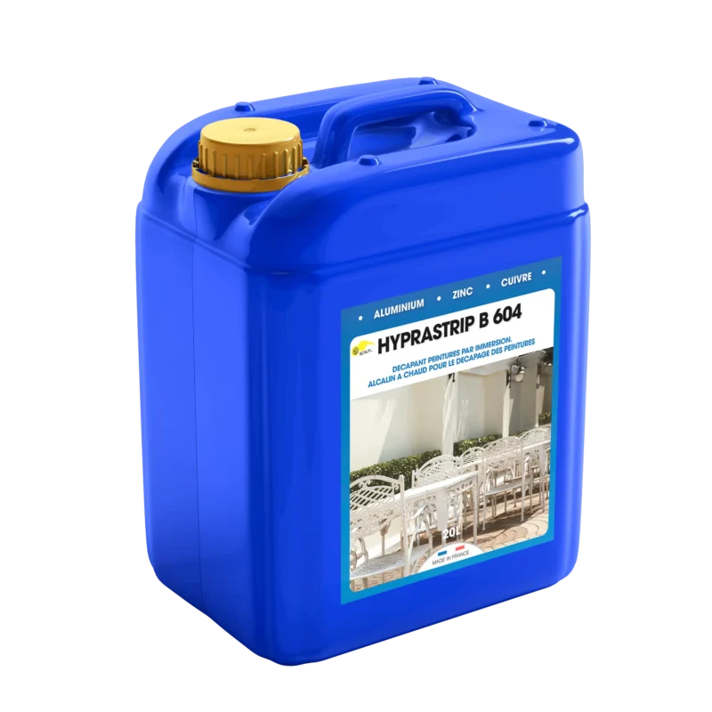 HYPRASTRIP B 604: decapante alcalino para metales férricos. Elimina pinturas gruesas y resistentes en baños calientes de manera segura y eficaz.