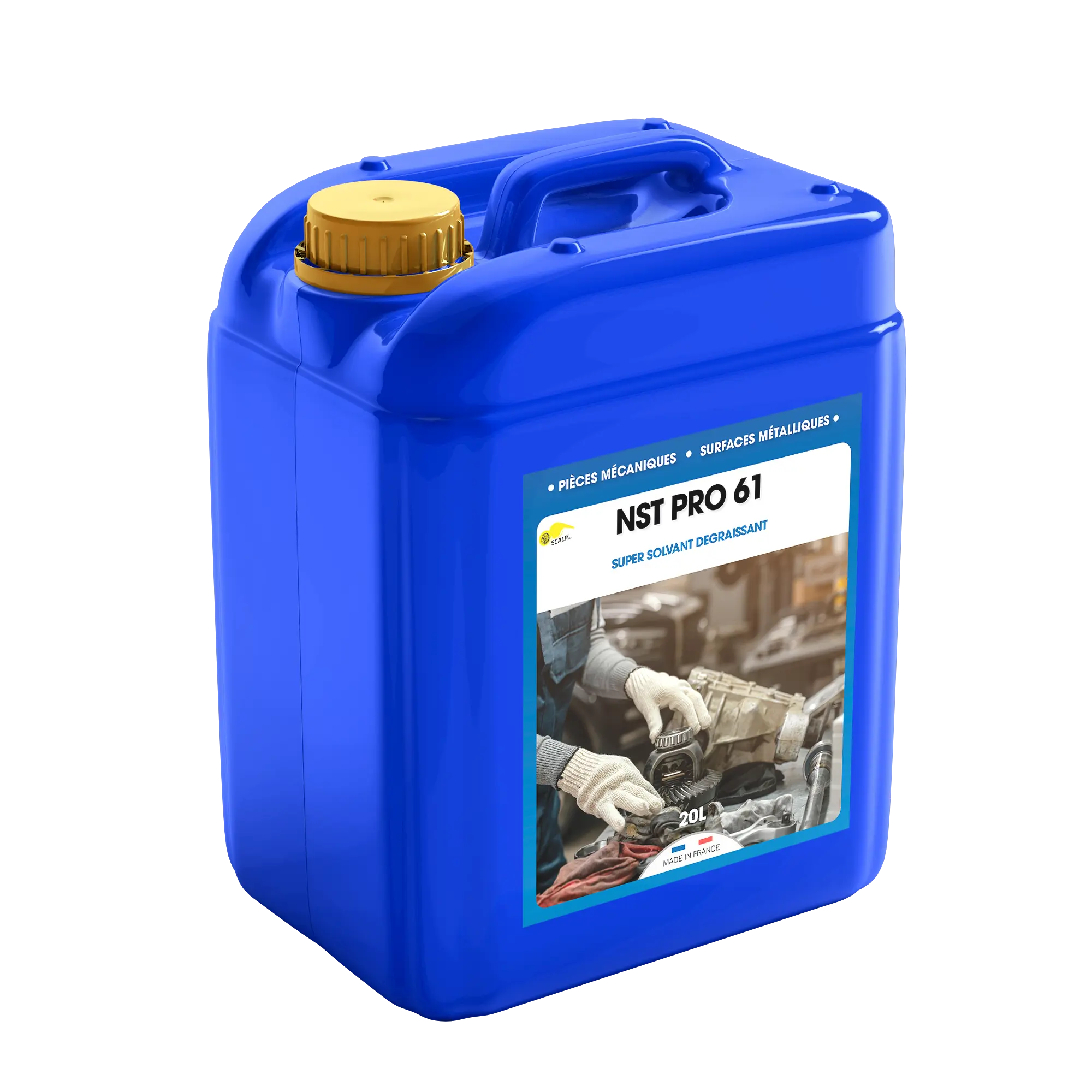 NST PRO 61 NST PRO 61 es un limpiador y desengrasante industrial para piezas mecánicas. Elimina aceites y grasas de motores, cojinetes y moldes de acero.