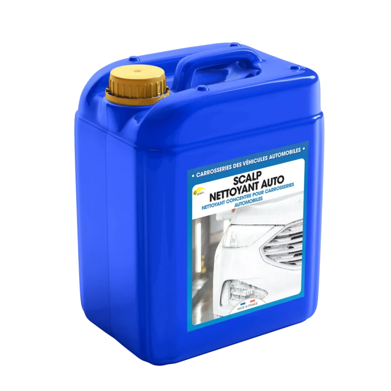 SCALP NETTOYANT AUTO es un champú concentrado para carrocerías que limpia y desengrasa coches y motos, eliminando grasa y suciedad de forma eficaz.