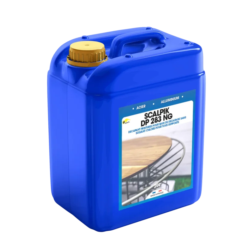 SCALPIK® DP 283 NG es un decapante listo para usar, ideal para inmersión en baño caliente, elimina epoxi, poliéster, acrílicos y barnices sin dañar acero ni aluminio.