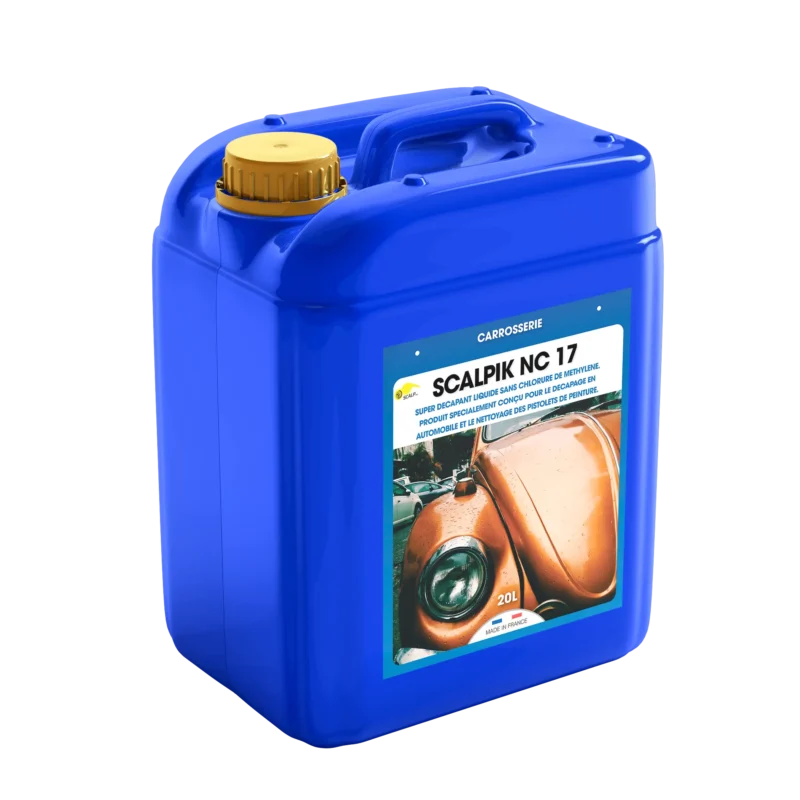 SCALPIK NC 17 es un decapante líquido profesional que elimina pintura y barnices de carrocerías y limpia pistolas pulverizadoras eficazmente.