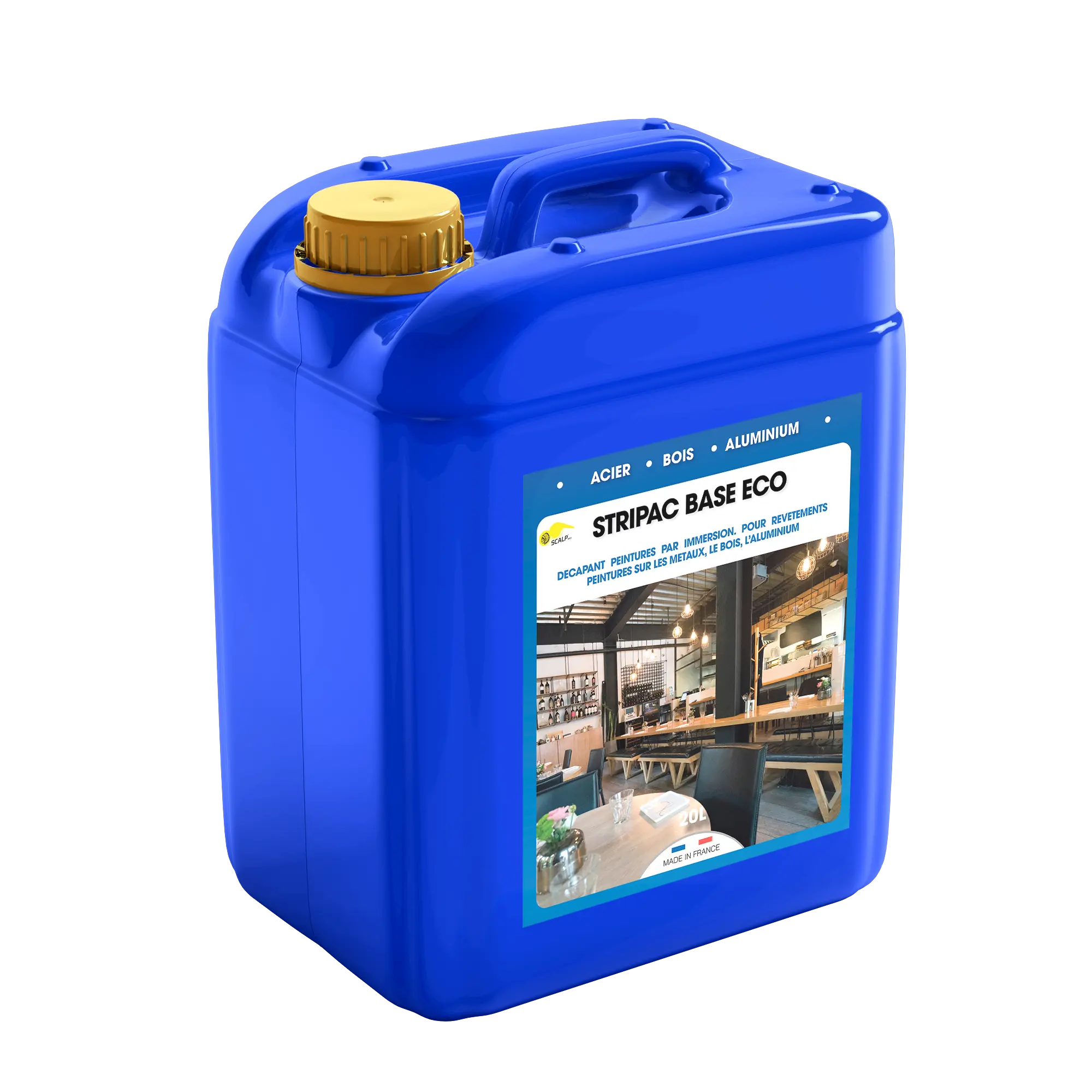 STRIPAC BASE ECO_ Decapante por inmersión STRIPAC BASE ECO para acero, aluminio y madera. Elimina pinturas, barnices e imprimaciones de forma segura y eficaz en baño frío.