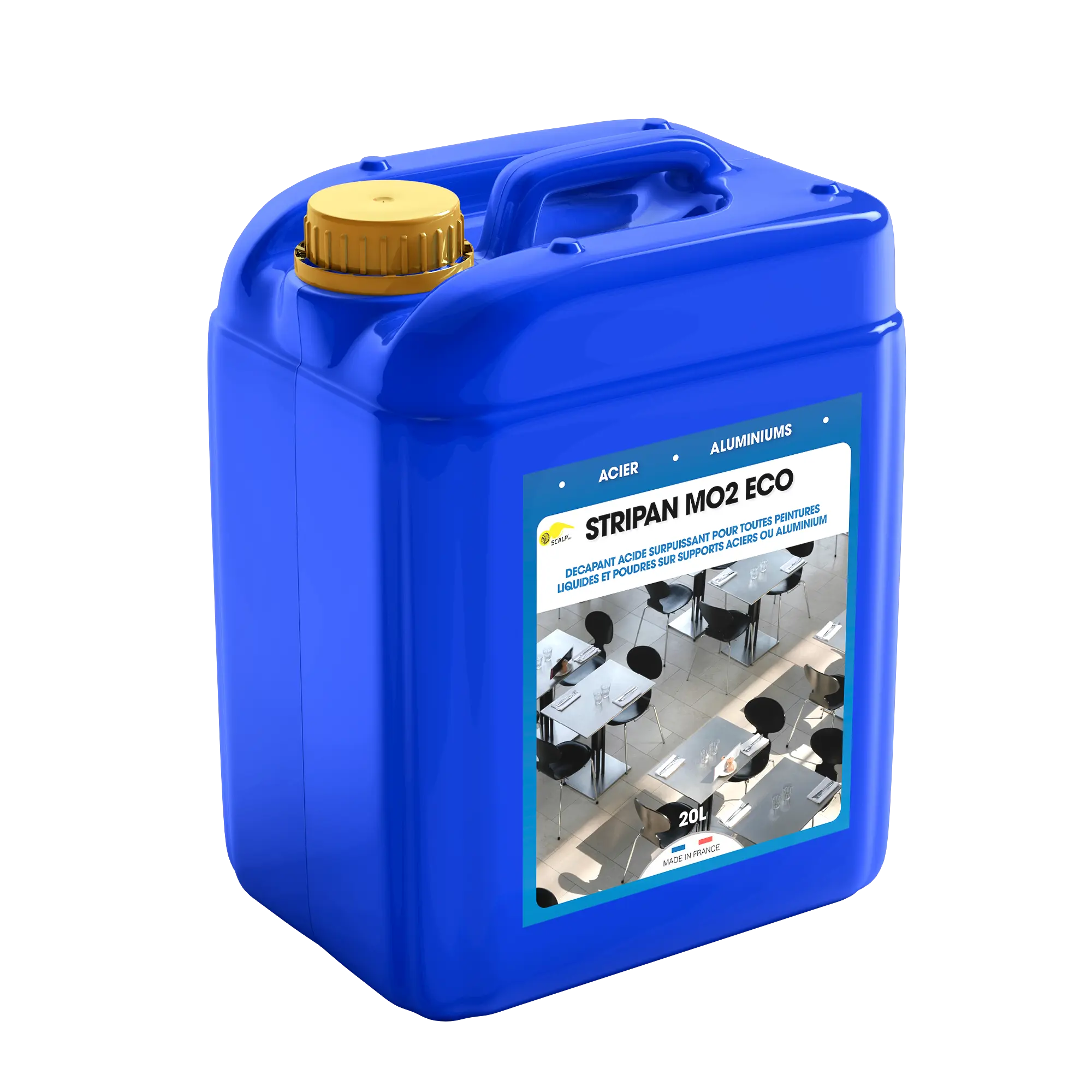 STRIPAN MO2 ECO STRIPAN MO2 ECO, decapante ácido por inmersión, elimina pinturas líquidas y en polvo sobre acero y aluminio de forma rápida y segura.