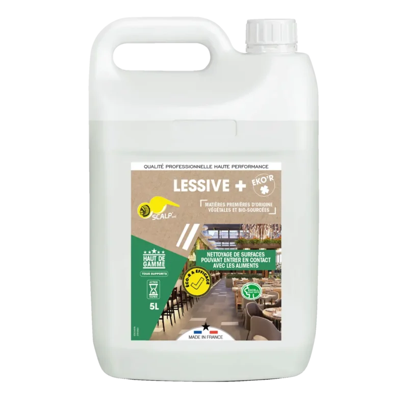 LESSIVE+ EKO’R limpia y desengrasa superficies alimentarias de forma rápida, segura y biodegradable. Ideal para cocinas y colectividades.