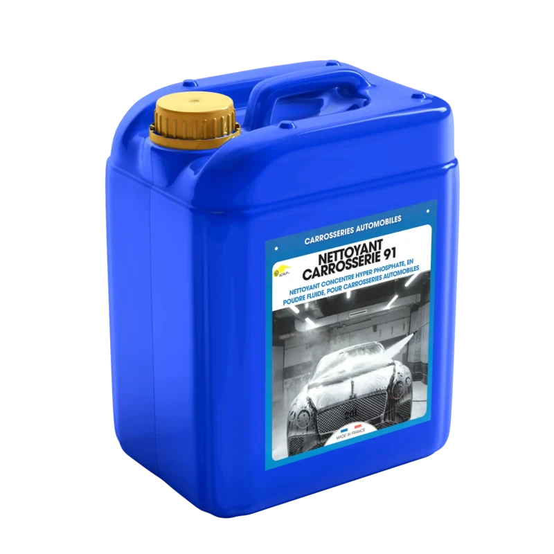 NETTOYANT CARROSSERIE 91 es un limpiador desengrasante profesional que elimina suciedad y película estática, dejando las carrocerías limpias y brillantes.