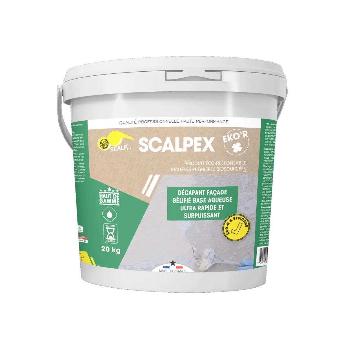 SCALPEX® EKO'R: decapante biodegradable en gel para fachadas que elimina pinturas y recubrimientos sobre yeso, hormigón, piedra y ladrillo.