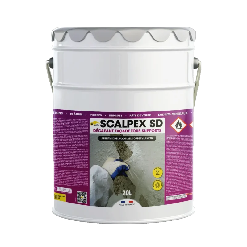 Descubra SCALPEX® SD, decapante rápido y seguro para fachadas. Ideal para profesionales y proyectos de renovación sin cloruro de metileno.
