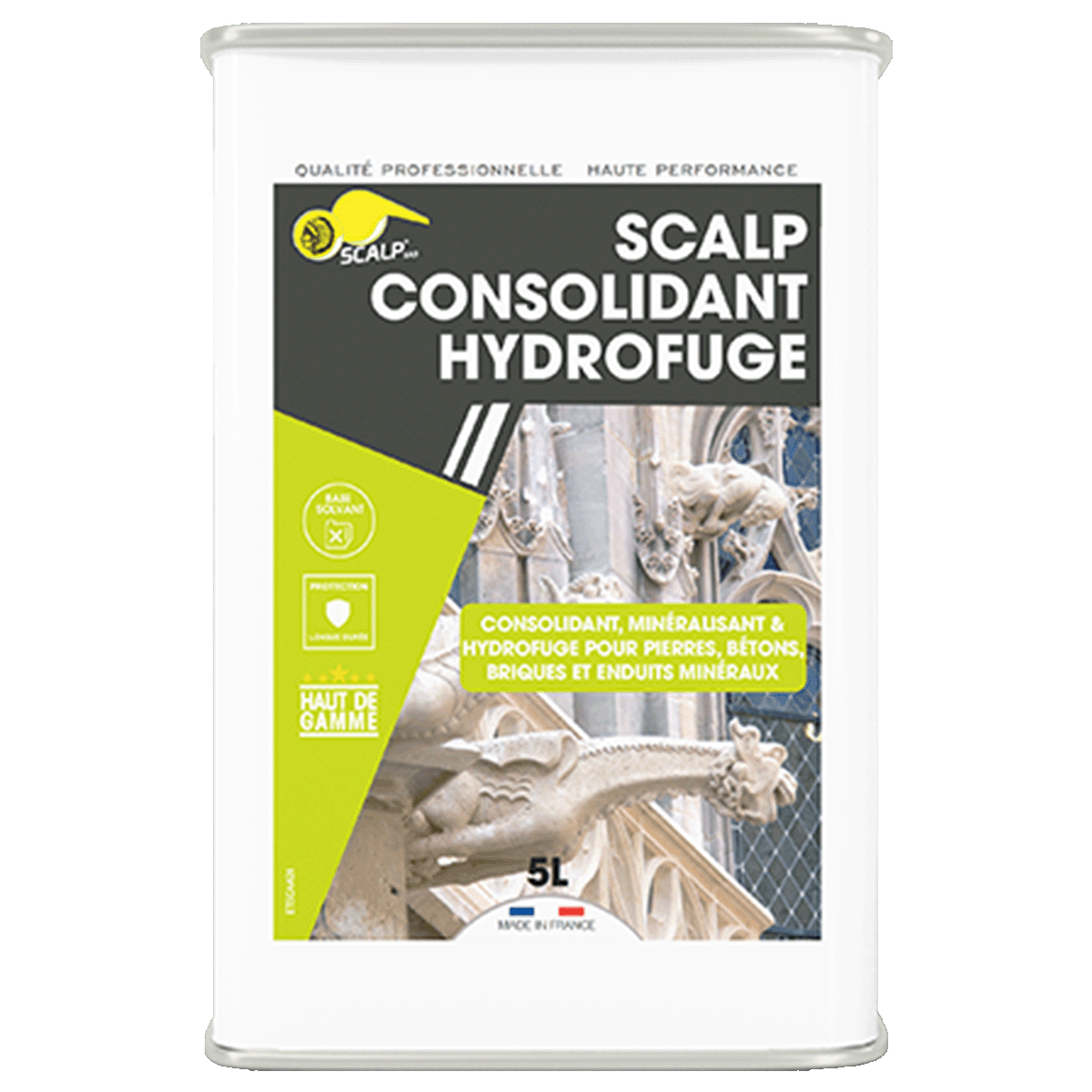 SCALP CONSOLIDANT HYDROFUGE SCALP CONSOLIDANT HYDROFUGE consolida y protege materiales porosos como piedra, ladrillo o hormigón. Protección duradera frente a humedad y contaminación.