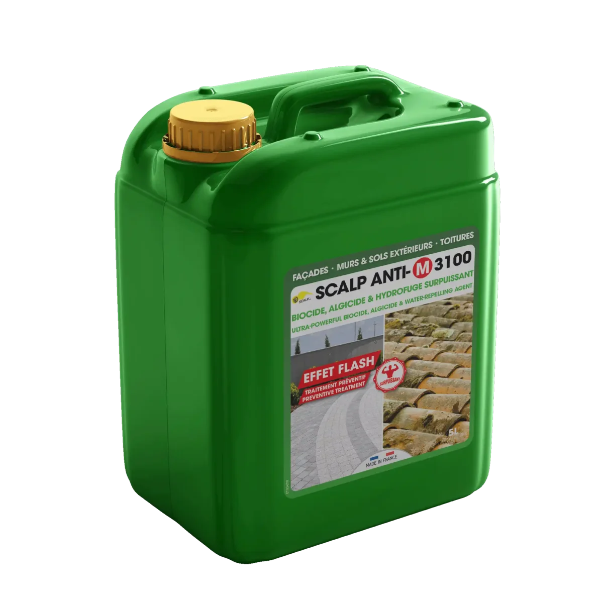 Protección rápida y duradera contra algas, líquenes y humedad con SCALP ANTI-M 3100, tratamiento biocida e hidrófugo para todas las superficies exteriores.