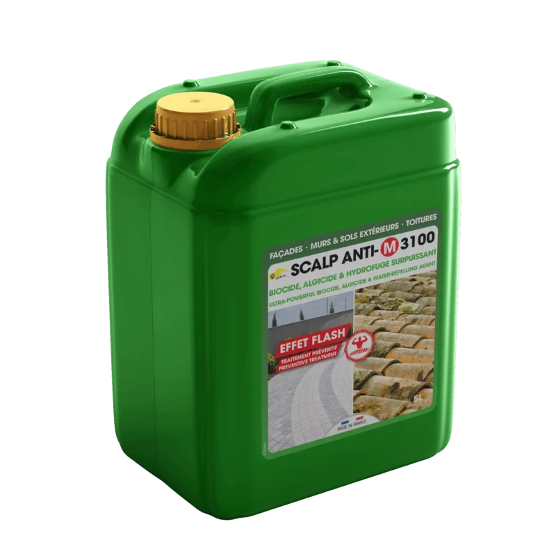 Protección rápida y duradera contra algas, líquenes y humedad con SCALP ANTI-M 3100, tratamiento biocida e hidrófugo para todas las superficies exteriores.