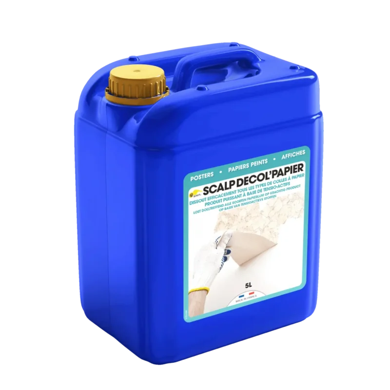 SCALP DECOL’PAPIER es un disolvente para papel pintado ultra eficaz. Disuelve adhesivos, fácil de usar, rápido, pulverizable y sin COV.