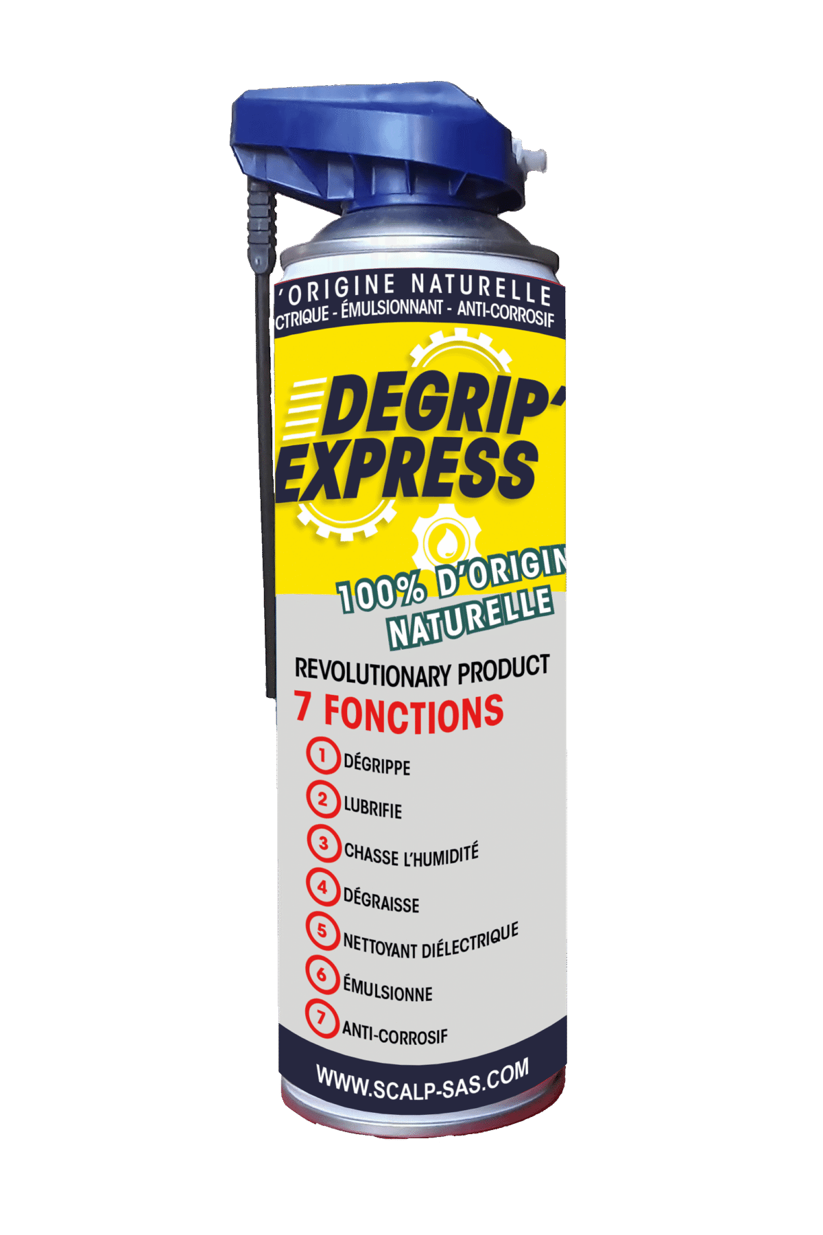 DEGRIP’EXPRESS, desengrasante natural multiusos, limpia, lubrica y protege contra la humedad y la oxidación. Compatible con todos los materiales.