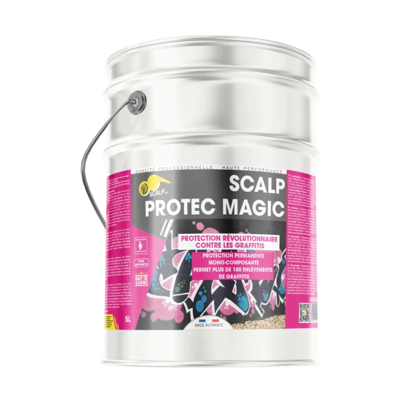 SCALP PROTEC MAGIC protege superficies de graffitis y rayos UV. Fácil de aplicar, monocomponente y permite más de 100 limpiezas sin dañar la protección.