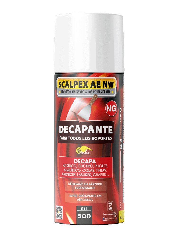 Decapante en spray diseñado para eliminar rápidamente pinturas, barnices y grafitis en diferentes superficies.
