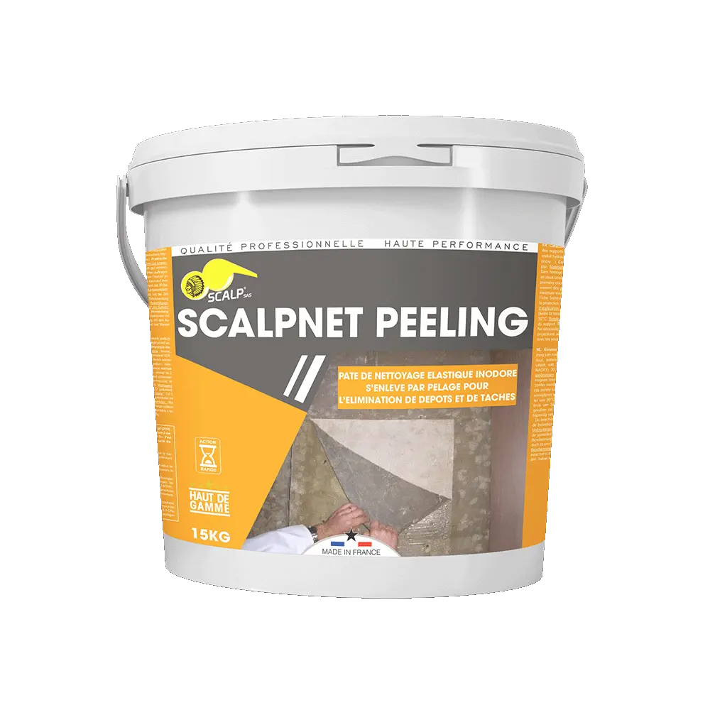 SCALPNET® PEELING es una pasta limpiadora eficaz y pelable que elimina suciedad, hollín y polvo de fachadas, paredes y superficies delicadas.