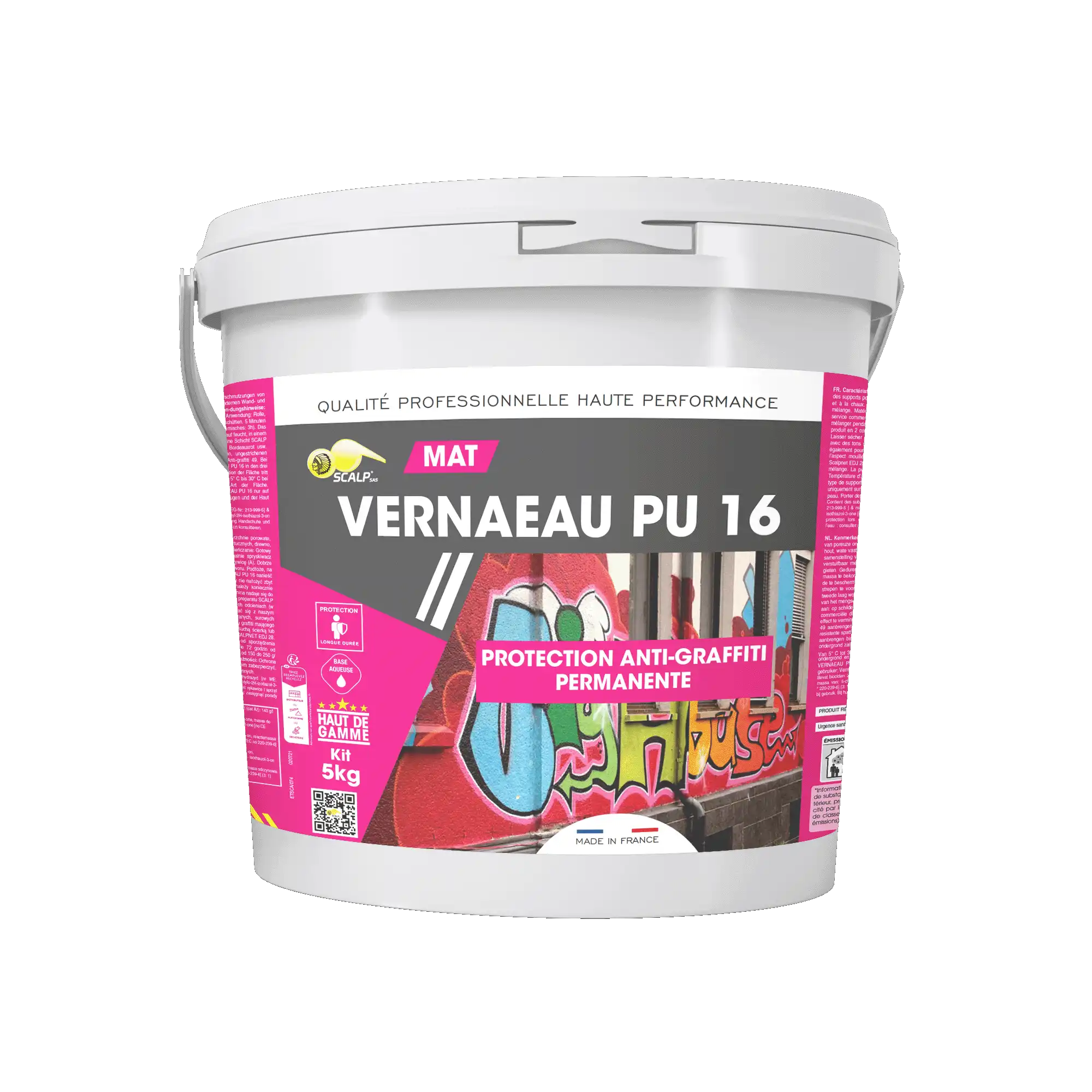 vernaeau pu 16 VERNAEAU PU 16 ofrece protección antigraffiti permanente, transparente y bicomponente para interiores y exteriores, con acabado mate o brillante.