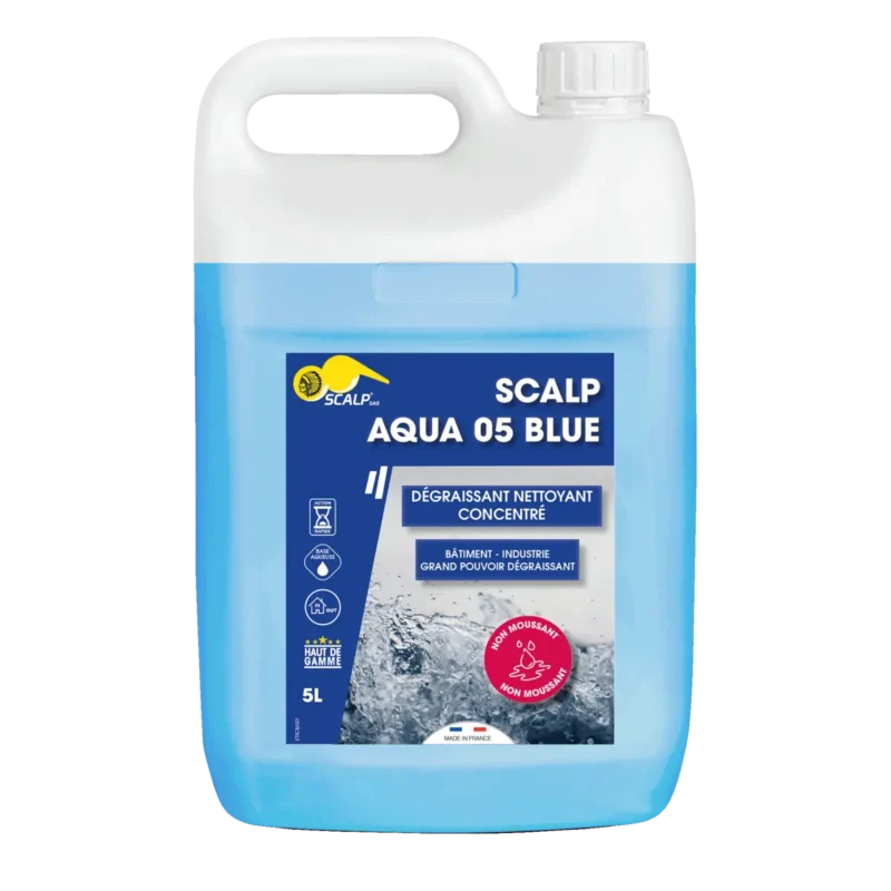 SCALP AQUA 05 BLUE, limpiador profesional, limpia y desengrasa fachadas y superficies industriales de forma rápida y eficaz.