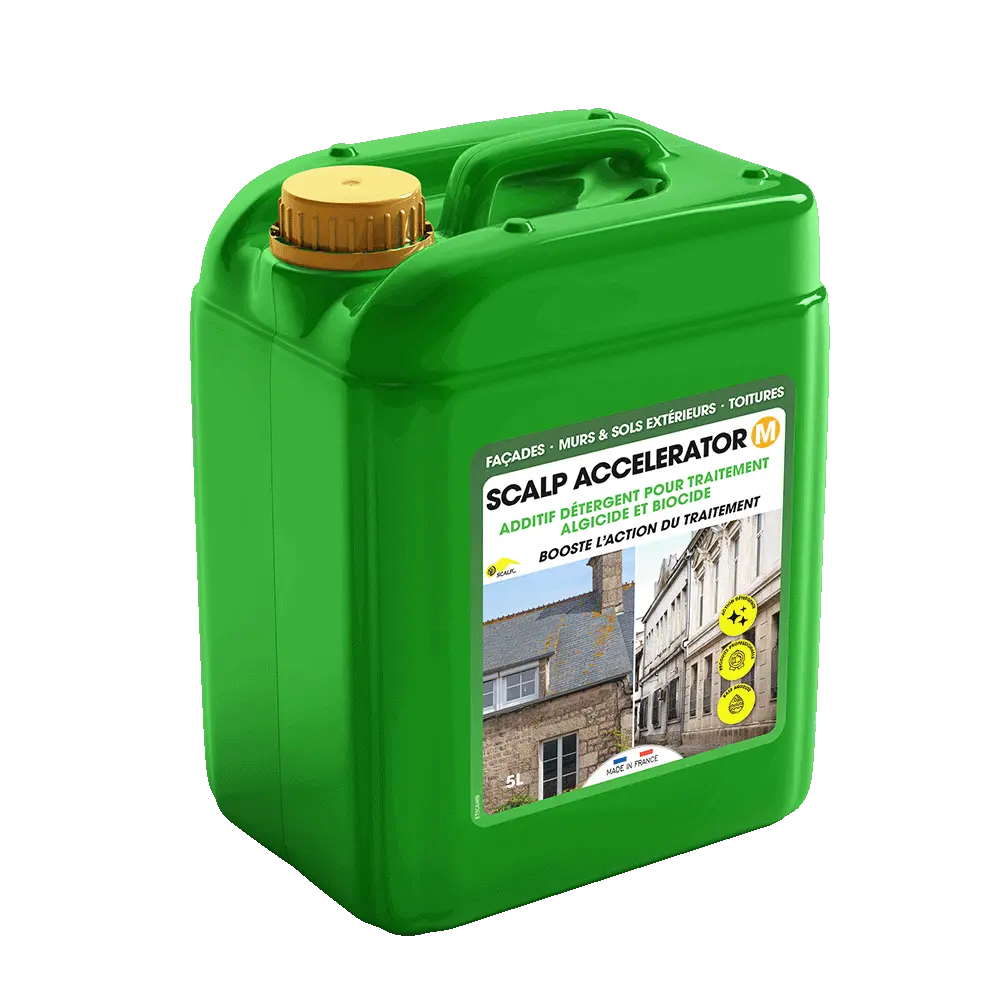 scalp-accelerator-m Potencia la eficacia de tratamientos algicidas y biocidas con SCALP ACCELERATOR-M. Resultados rápidos sobre algas, líquenes y suciedad.