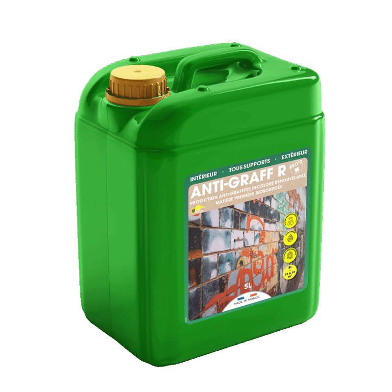 Protección antigrafiti ecológica y biobasada en base acuosa. Sin disolventes, eficaz y respetuosa con los materiales y el medio ambiente.